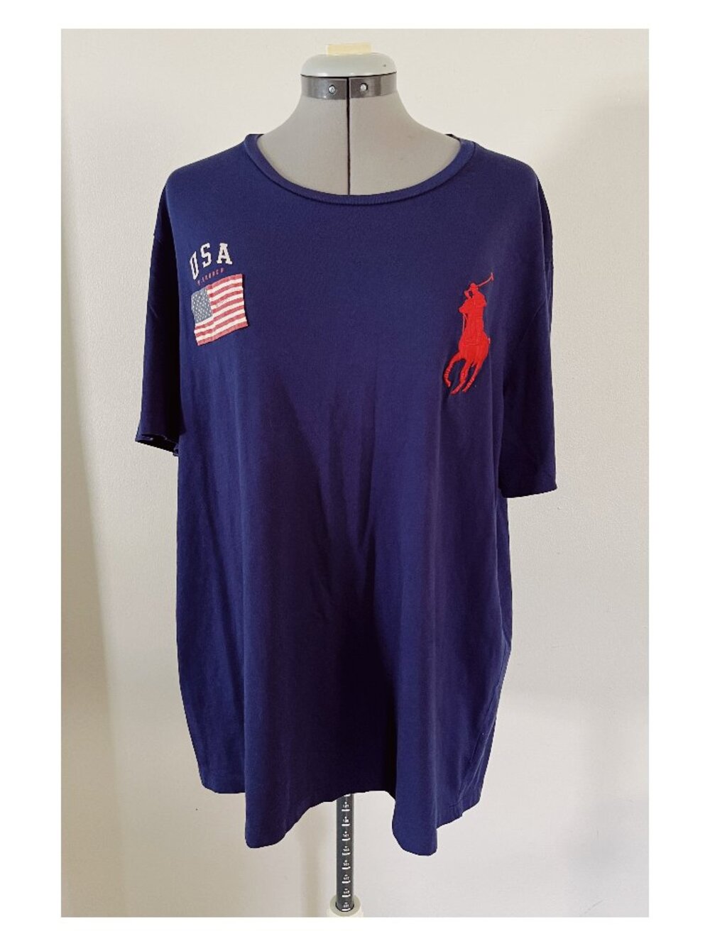 Polo Ralph Lauren Sz XXL Youth USA Flag Big Pony Tee Red White Navy Blue
